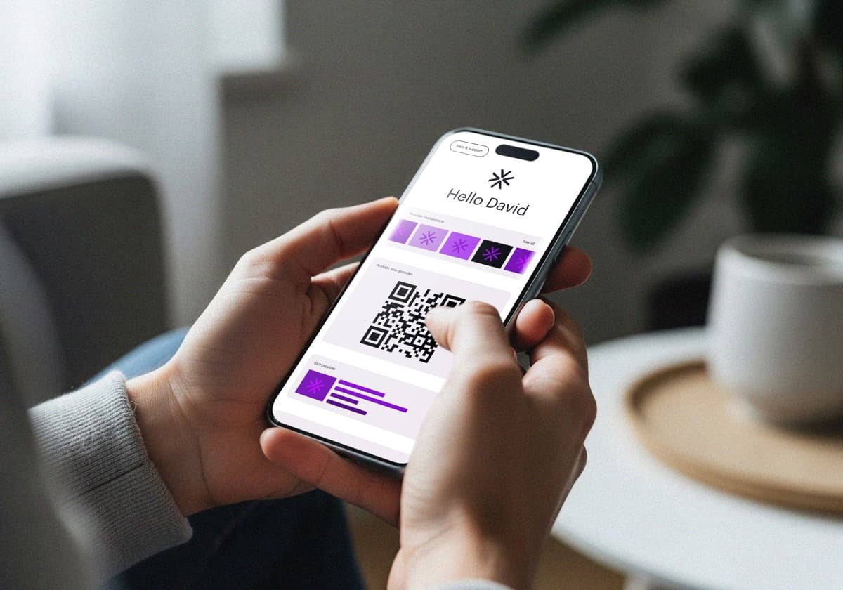 A resident using the Kurnl marketplace app on a phone